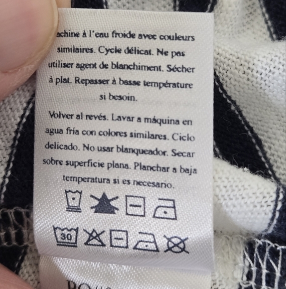 Faherty Oceanside 100% Linen V-Neck T-Shirt Blue White Stripes Nautical size XS - Picture 16 of 16